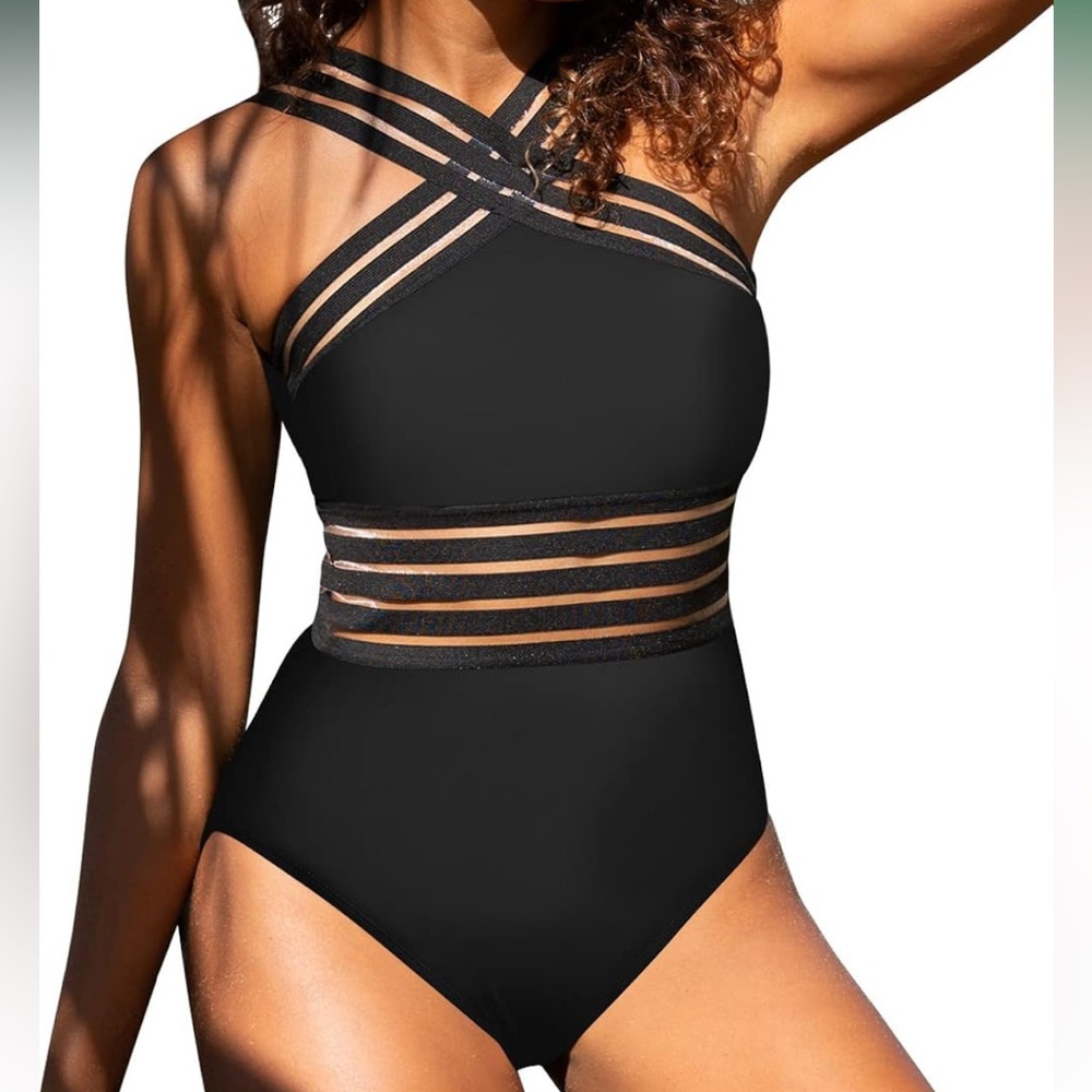 Elegant Black Strappy Women's Swimsuit